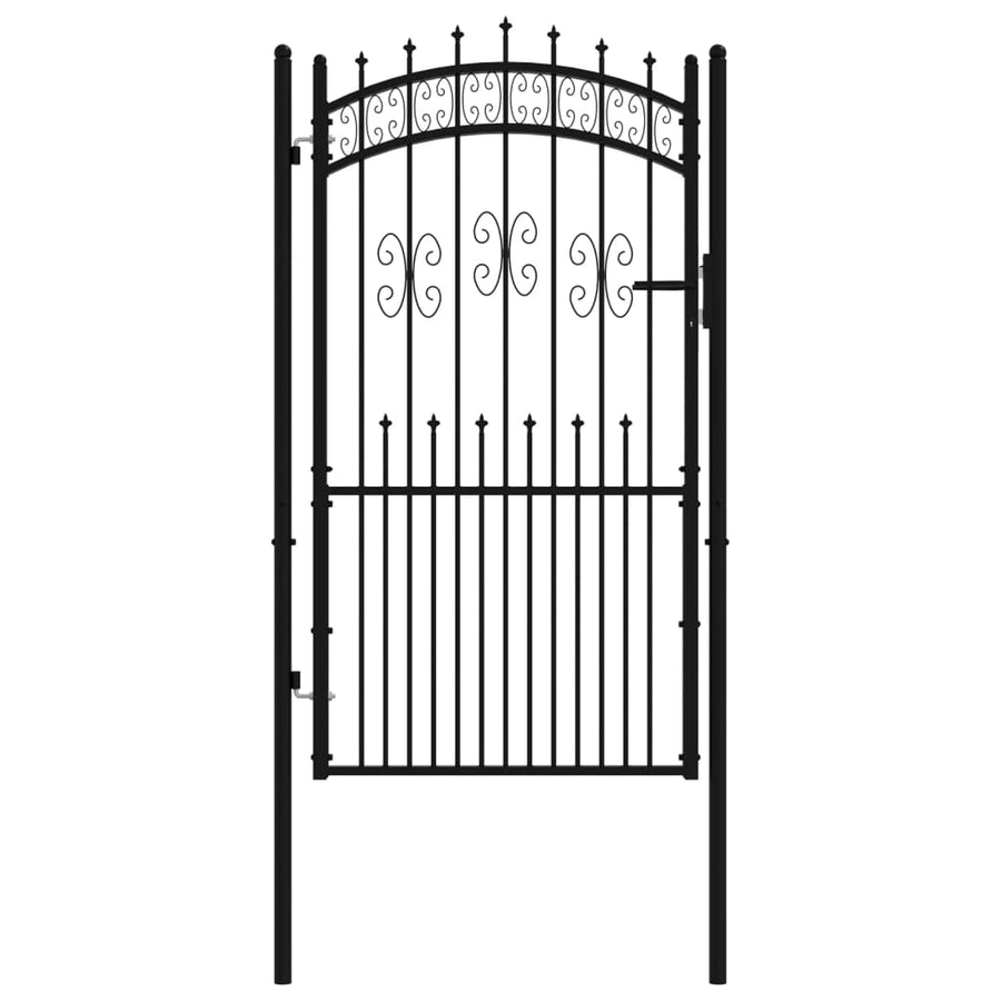 Poort met spijlpunten 103x225 cm gepoedercoat staal zwart