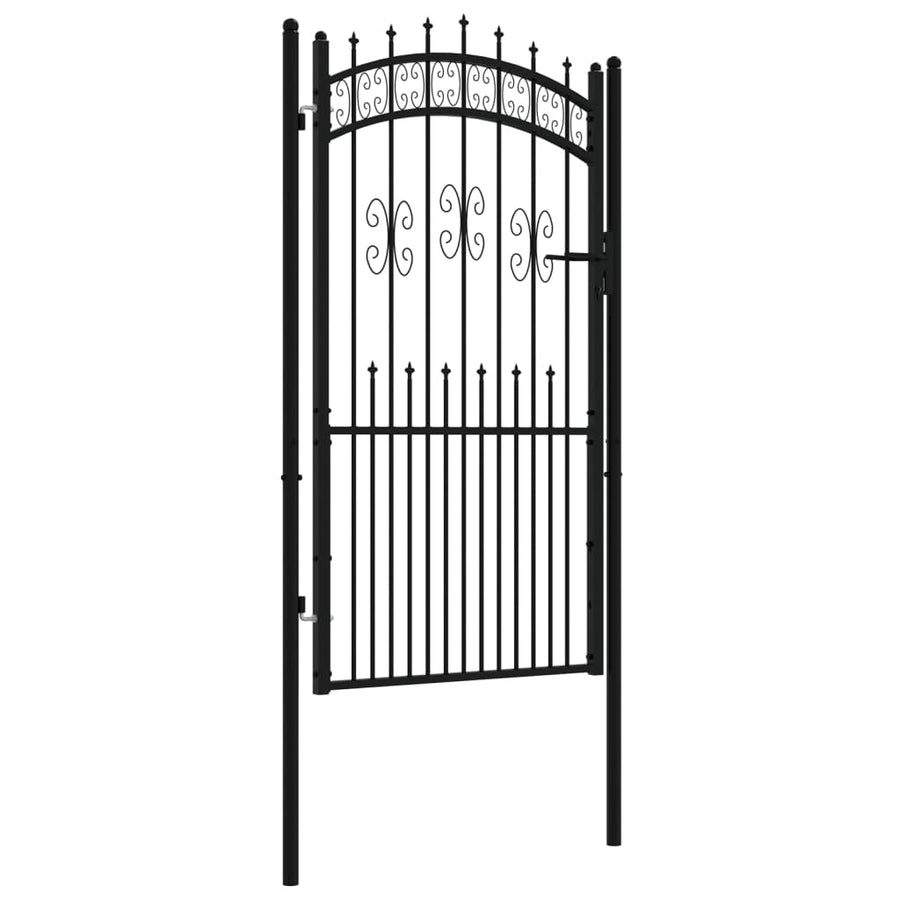 Poort met spijlpunten 103x225 cm gepoedercoat staal zwart
