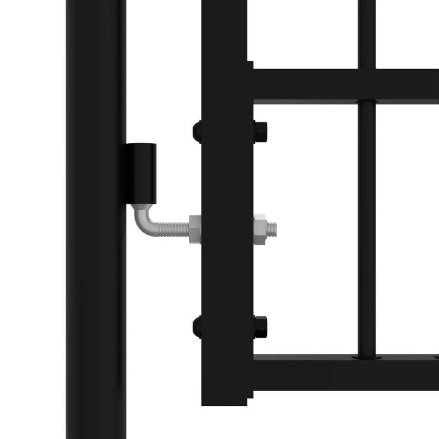 Poort met spijlpunten 103x225 cm gepoedercoat staal zwart