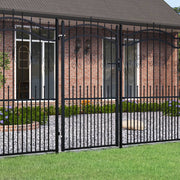 Gate with spear top black 103x175 cm powder-coated steel