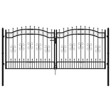 Poort met spijlpunten 305x173 cm gepoedercoat staal zwart