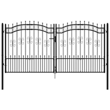 Poort Met Spijlpunten Gepoedercoat Staal Zwart 305 x 198 cm