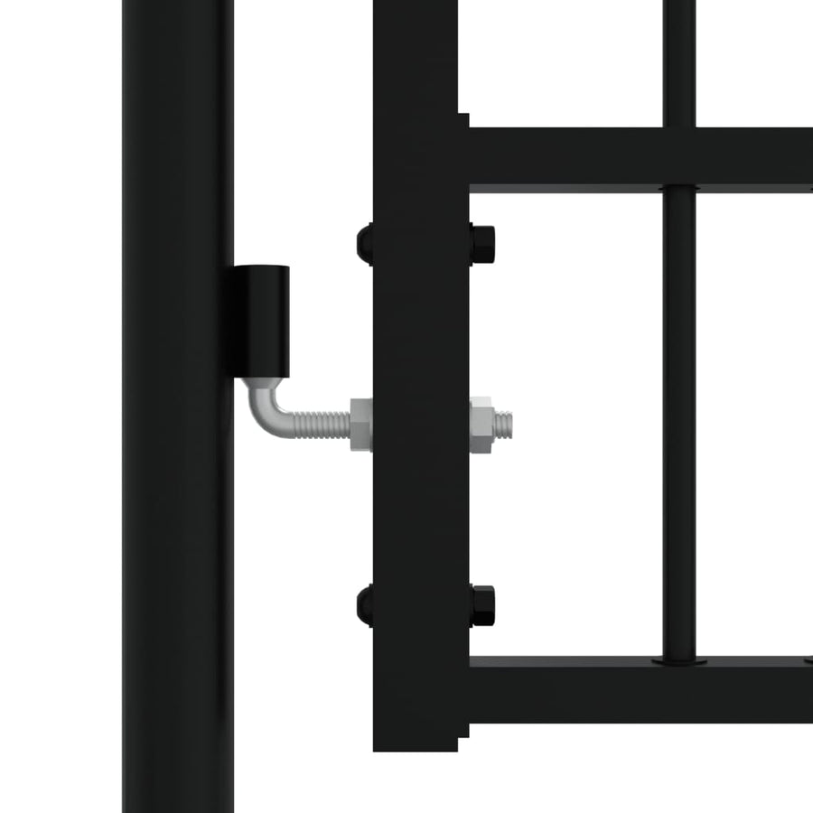 Poort Met Spijlpunten Gepoedercoat Staal Zwart 305 x 198 cm