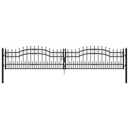 Poort Met Spijlpunten Gepoedercoat Staal Zwart 406 x 120 cm