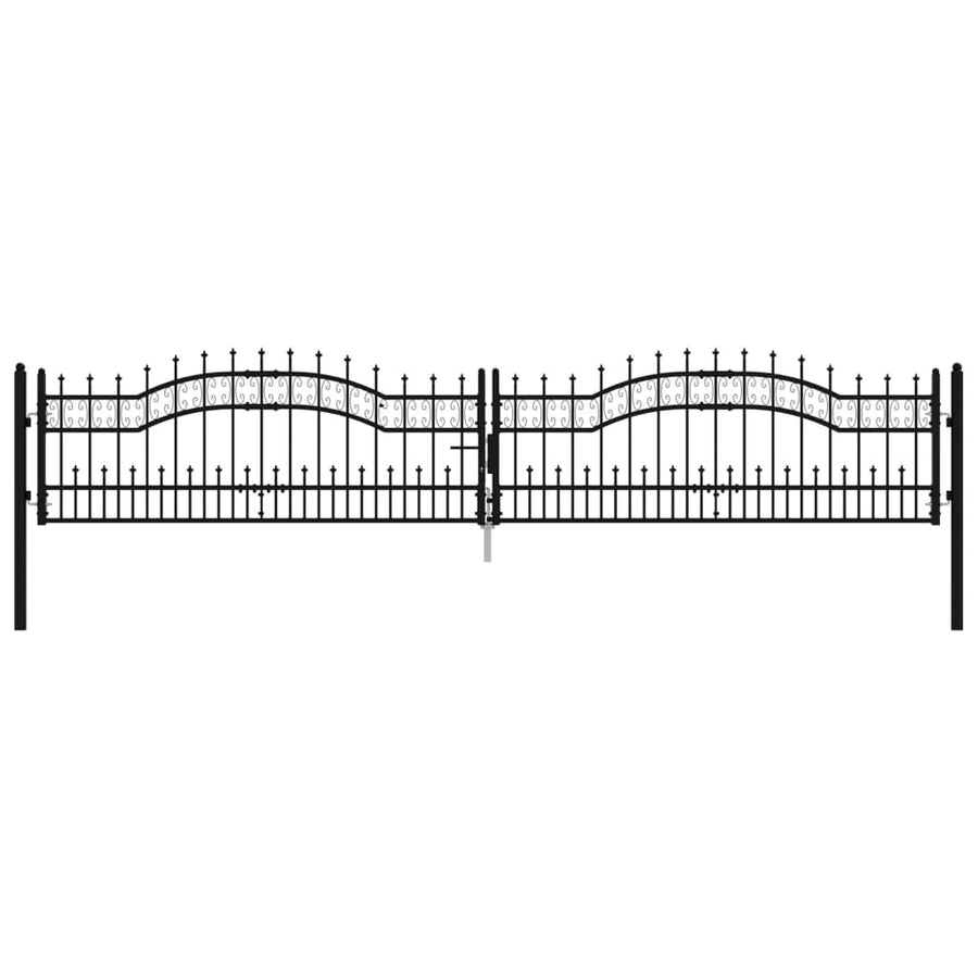 Poort Met Spijlpunten Gepoedercoat Staal Zwart 406 x 120 cm