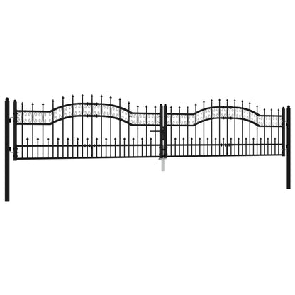 Poort Met Spijlpunten Gepoedercoat Staal Zwart 406 x 120 cm