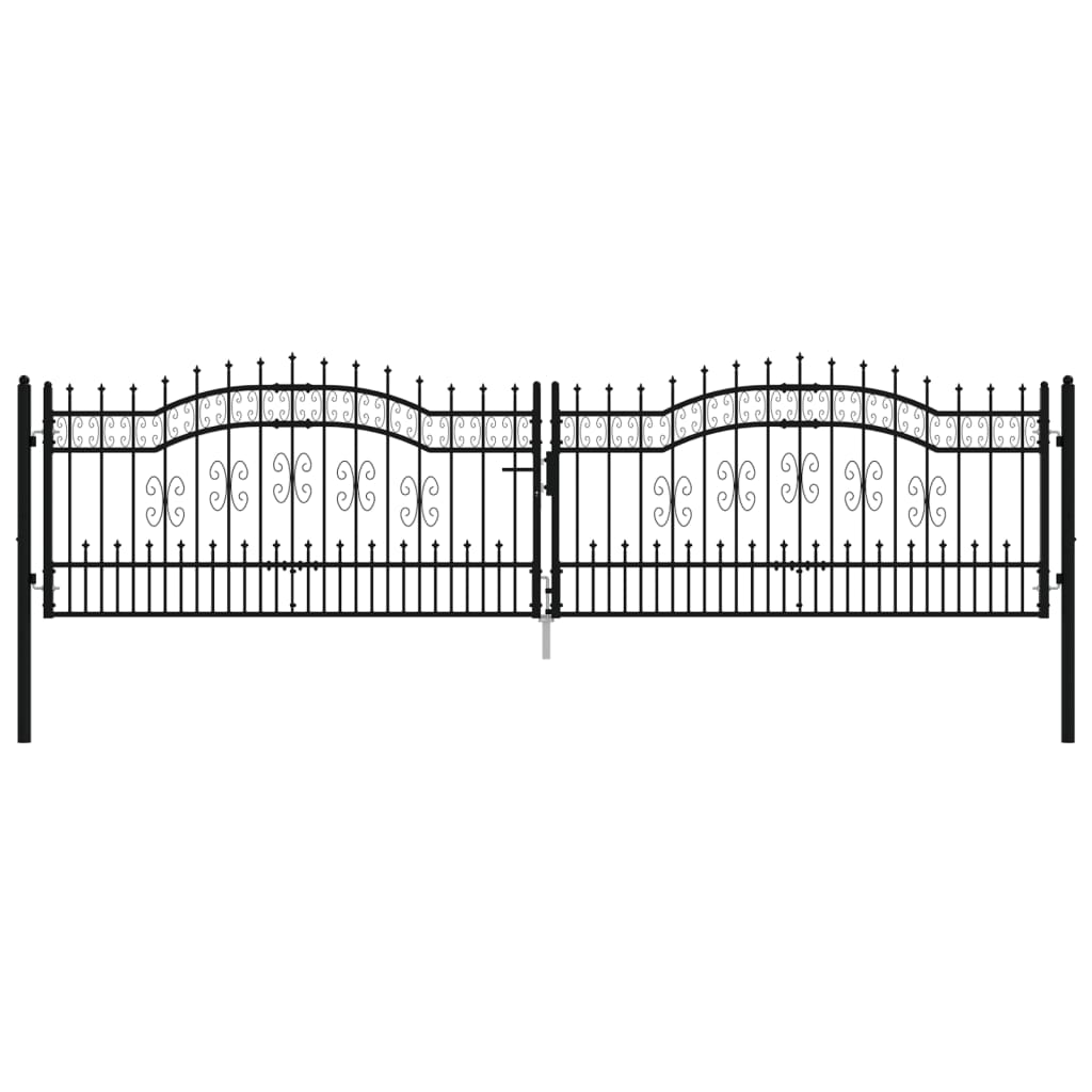 Poort Met Spijlpunten Gepoedercoat Staal Zwart 406 x 151 cm