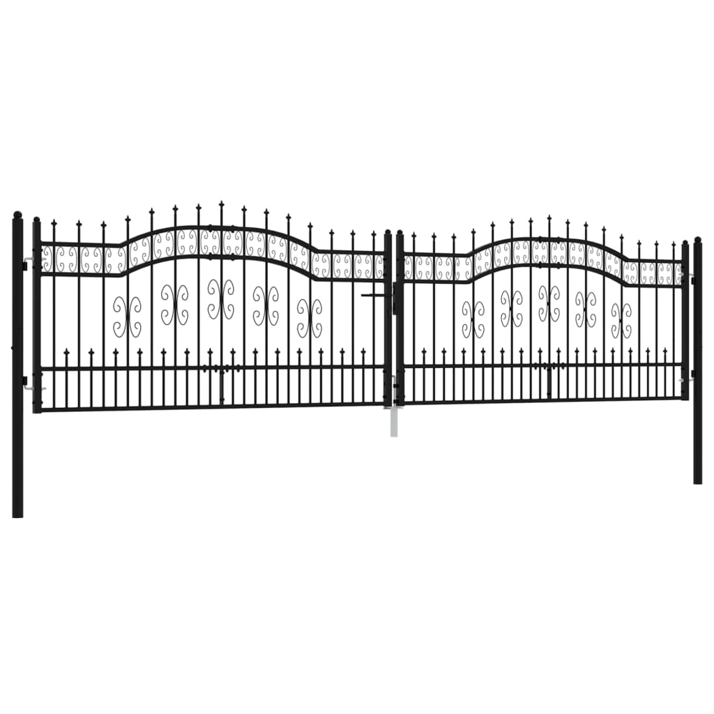 Poort Met Spijlpunten Gepoedercoat Staal Zwart 406 x 151 cm