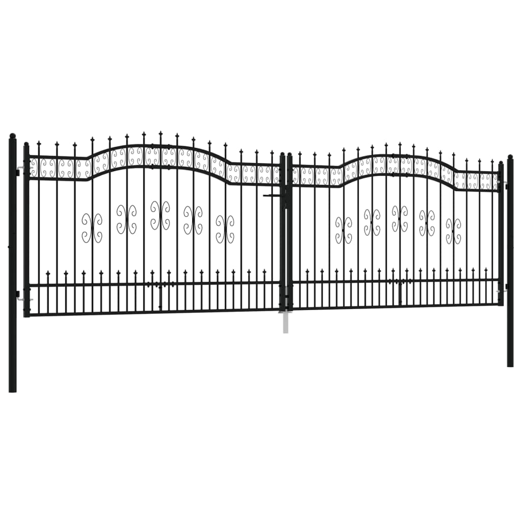 Poort Met Spijlpunten Gepoedercoat Staal Zwart 406 x 173 cm
