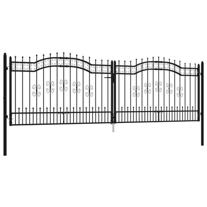 Poort Met Spijlpunten Gepoedercoat Staal Zwart 406 x 173 cm