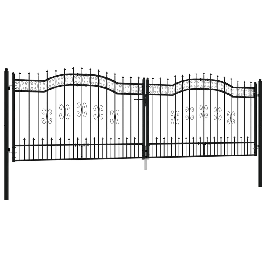 Poort Met Spijlpunten Gepoedercoat Staal Zwart 406 x 173 cm
