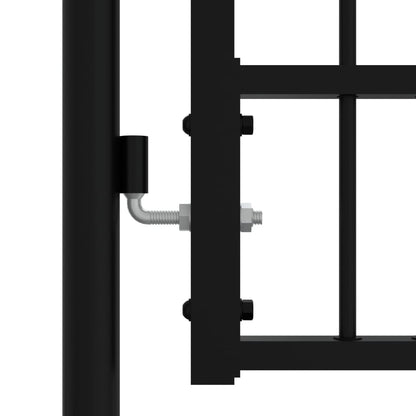 Poort Met Spijlpunten Gepoedercoat Staal Zwart 406 x 173 cm