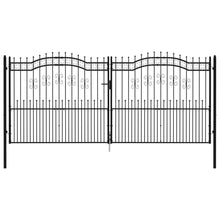 Poort Met Spijlpunten Gepoedercoat Staal Zwart 406 x 223 cm