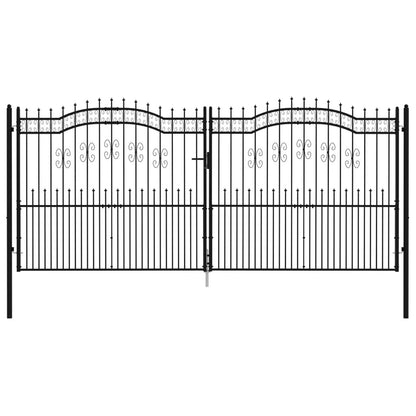 Poort Met Spijlpunten Gepoedercoat Staal Zwart 406 x 223 cm