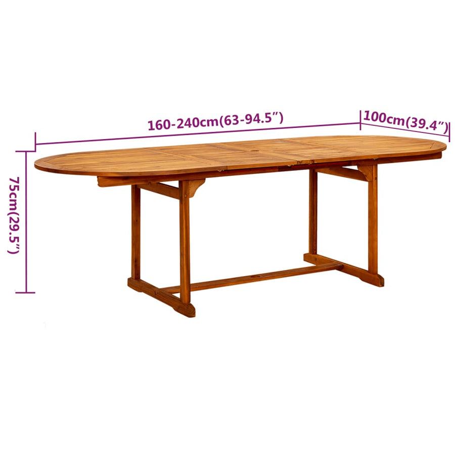 7-Delige Tuinset Massief Acaciahout 160-240 Cm 6