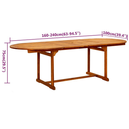 9-Delige Tuinset Massief Acaciahout 160-240 Cm 8