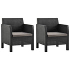 Tuinstoelen 2 stuks polyrattan antraciet 63x65x76 cm