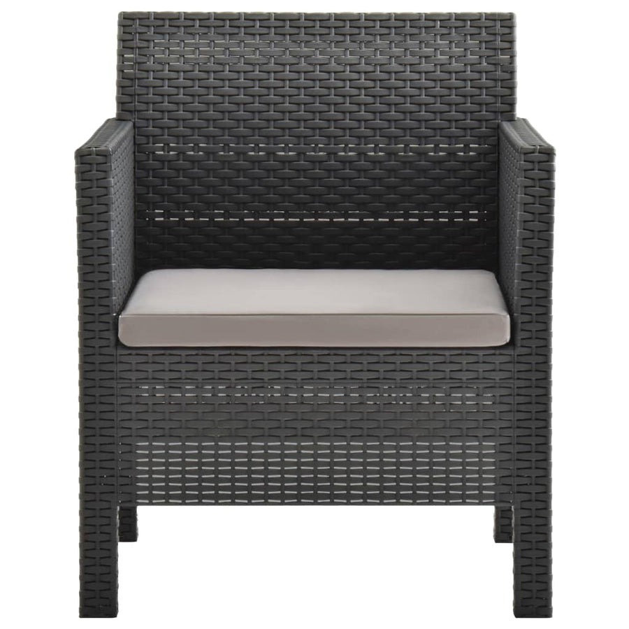 Tuinstoelen 2 St Met Kussens Pp Rattan Antracietkleurig