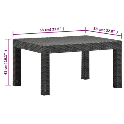 2-Delige Loungeset Met Kussens Pp Rattan Antracietkleurig Tweezitsbank + Tafel