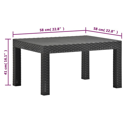 2-Delige Loungeset Met Kussens Pp Rattan Antracietkleurig Driezitsbank + Tafel