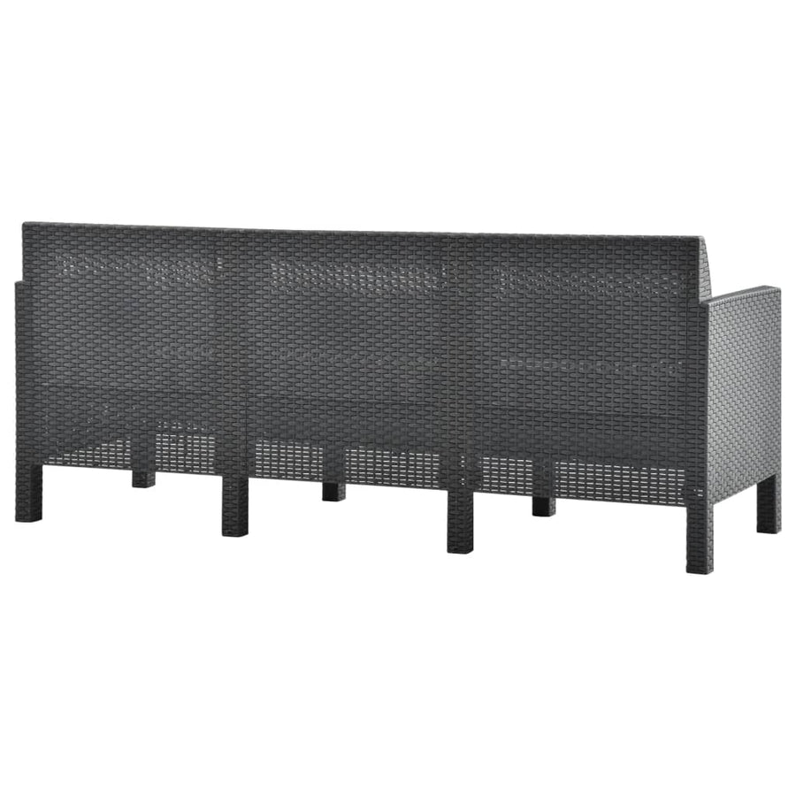 2-Delige Loungeset Met Kussens Pp Rattan Antracietkleurig Driezitsbank + Tafel