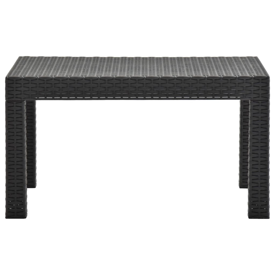 2-Delige Loungeset Met Kussens Pp Rattan Antracietkleurig Driezitsbank + Tafel