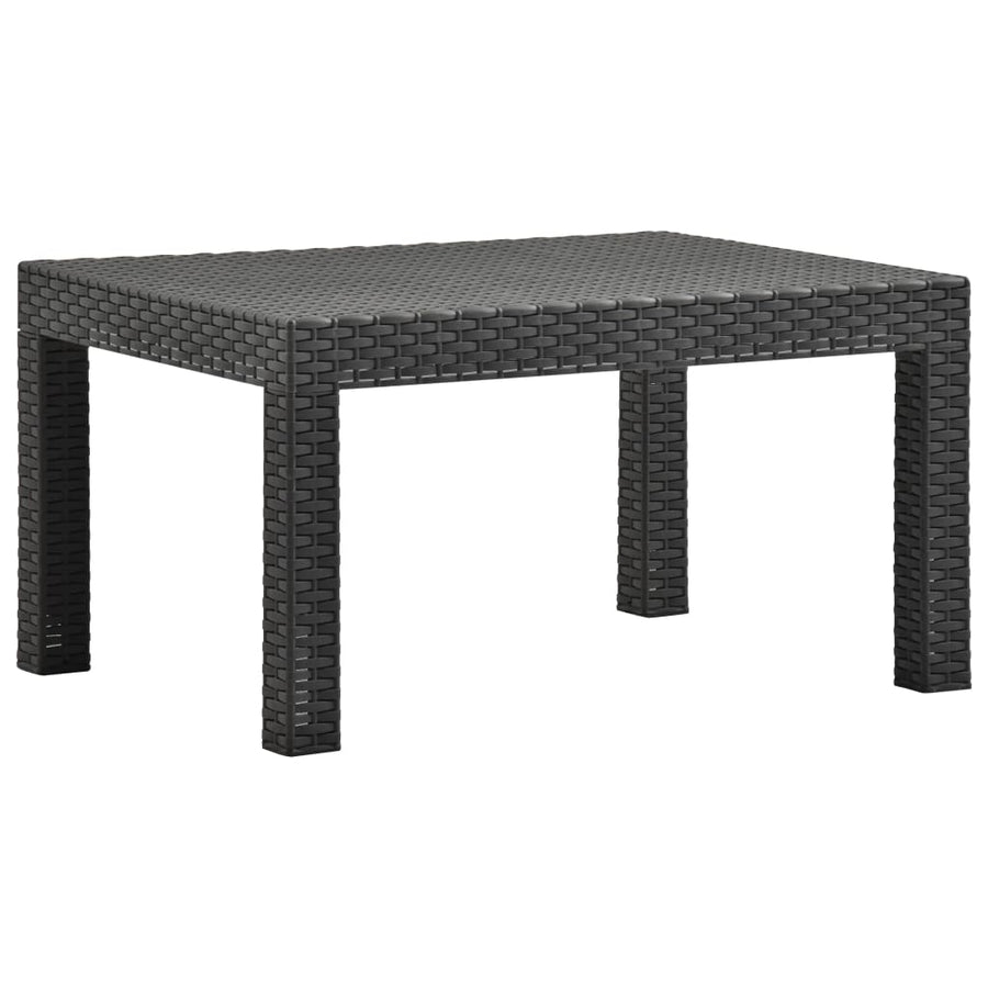 2-Delige Loungeset Met Kussens Pp Rattan Antracietkleurig Vierzitsbank + Tafel