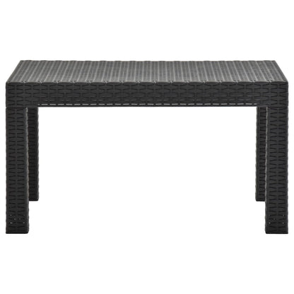 2-Delige Loungeset Met Kussens Pp Rattan Antracietkleurig Vierzitsbank + Tafel
