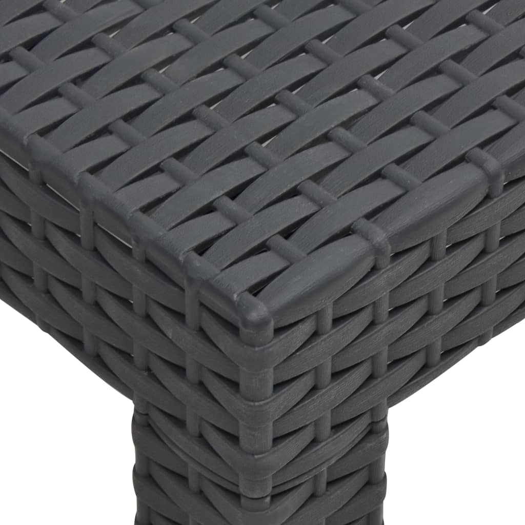 2-Delige Loungeset Met Kussens Pp Rattan Antracietkleurig Vierzitsbank + Tafel
