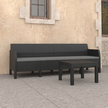2-Delige Loungeset Met Kussens Pp Rattan Antracietkleurig Vierzitsbank + Tafel