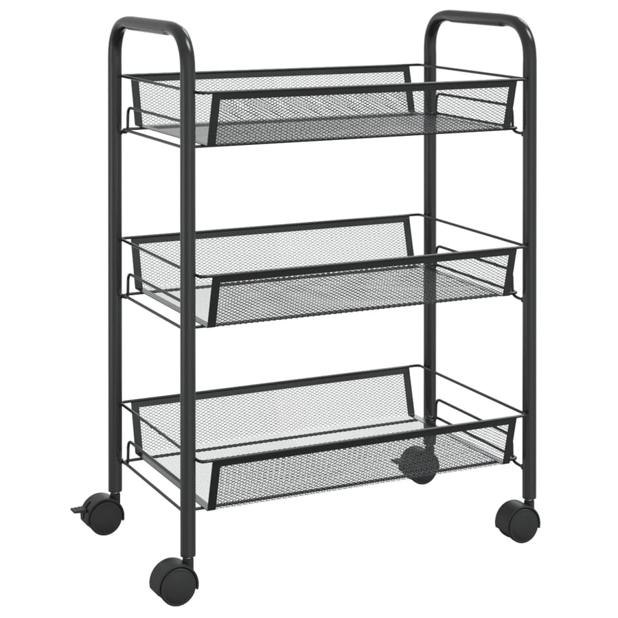 Keukentrolley 3-Laags Ijzer 46 x 26 x 64 cm Zwart