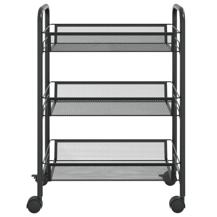 Keukentrolley 3-Laags Ijzer 46 x 26 x 64 cm Zwart