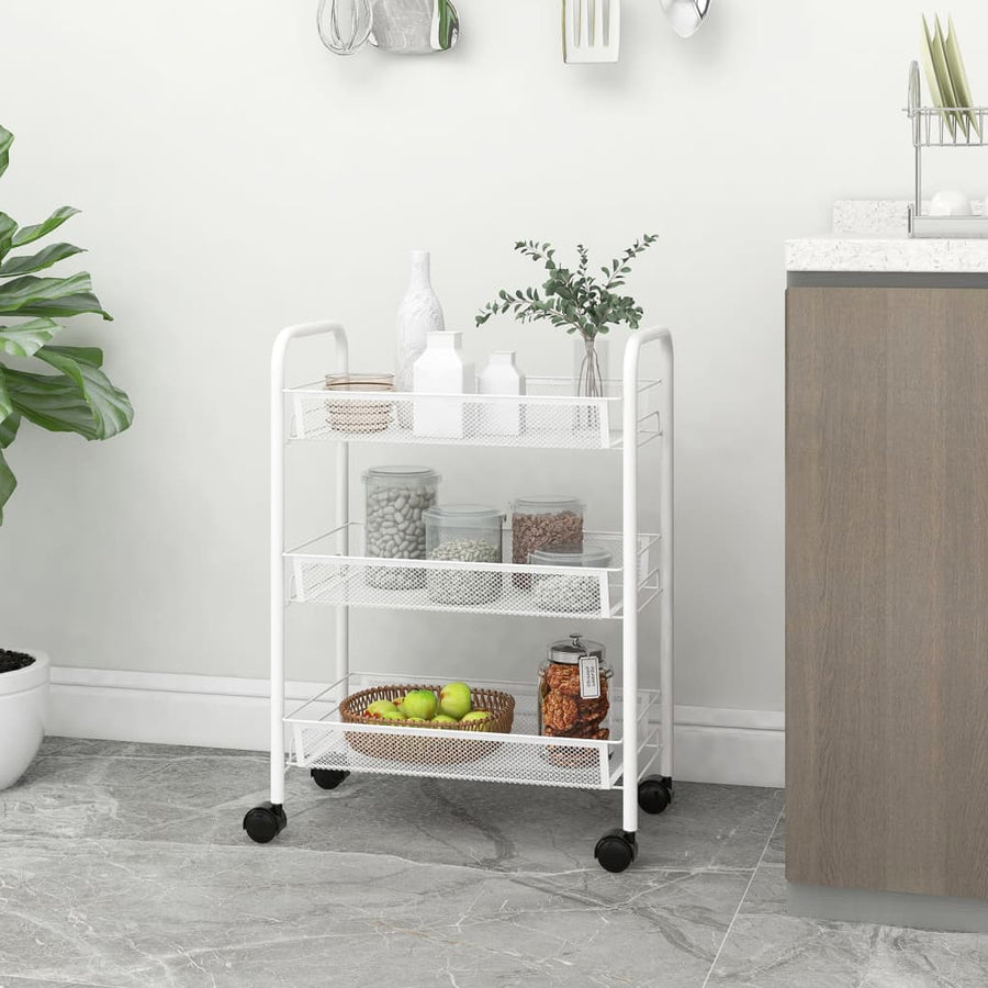 Keukentrolley 3-Laags 46X26X54 Cm Ijzer 46 x 26 x 64 cm Wit