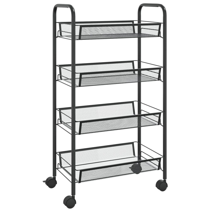 Keukentrolley 4-Laags Ijzer 46 x 26 x 85 cm Zwart