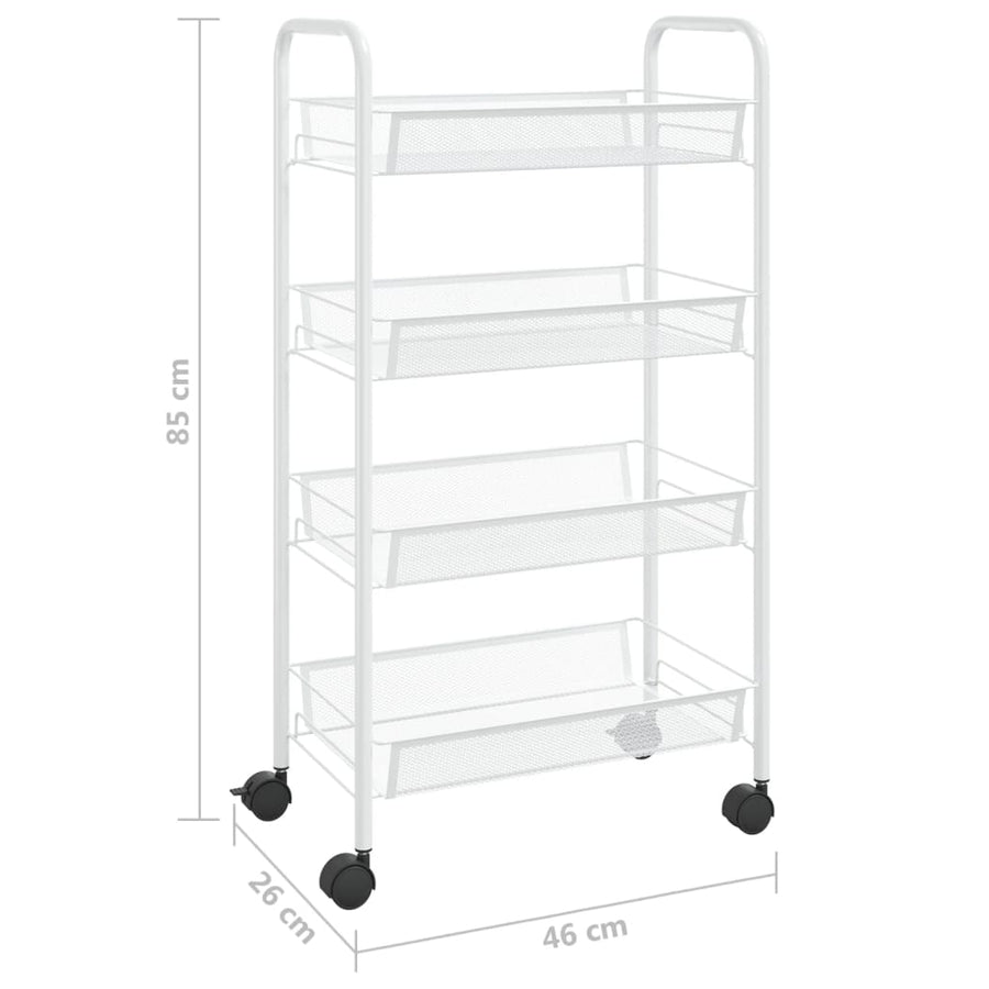 Keukentrolley 4-Laags Ijzer 46 x 26 x 85 cm Wit
