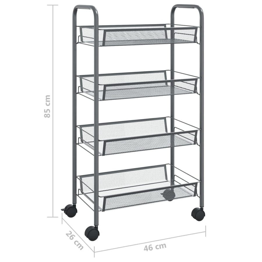 Keukentrolley 4-Laags Ijzer 46 x 26 x 85 cm Grijs