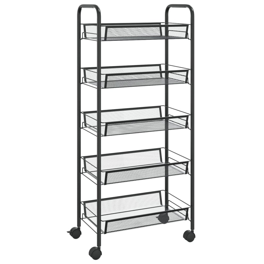 Keukentrolley 5-Laags Ijzer 46 x 26 x 105 cm Zwart