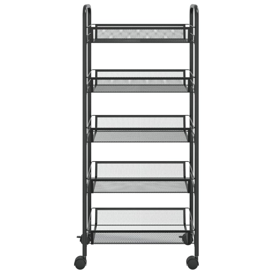 Keukentrolley 5-Laags Ijzer 46 x 26 x 105 cm Zwart