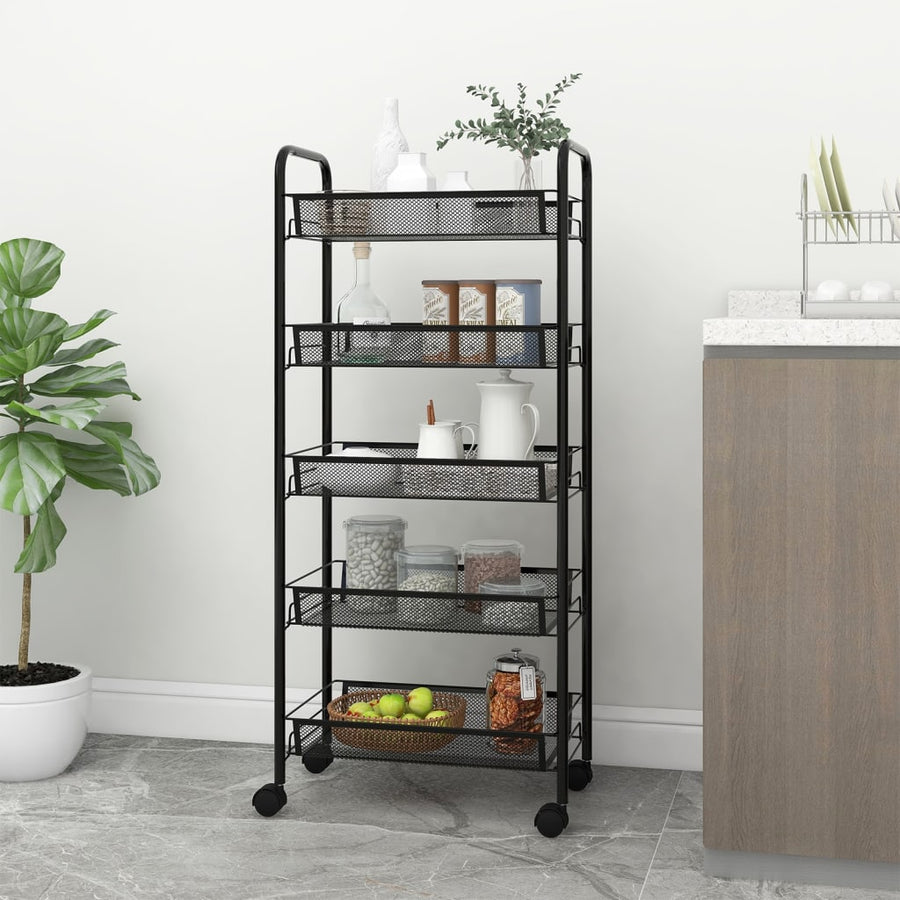 Keukentrolley 5-Laags Ijzer 46 x 26 x 105 cm Zwart