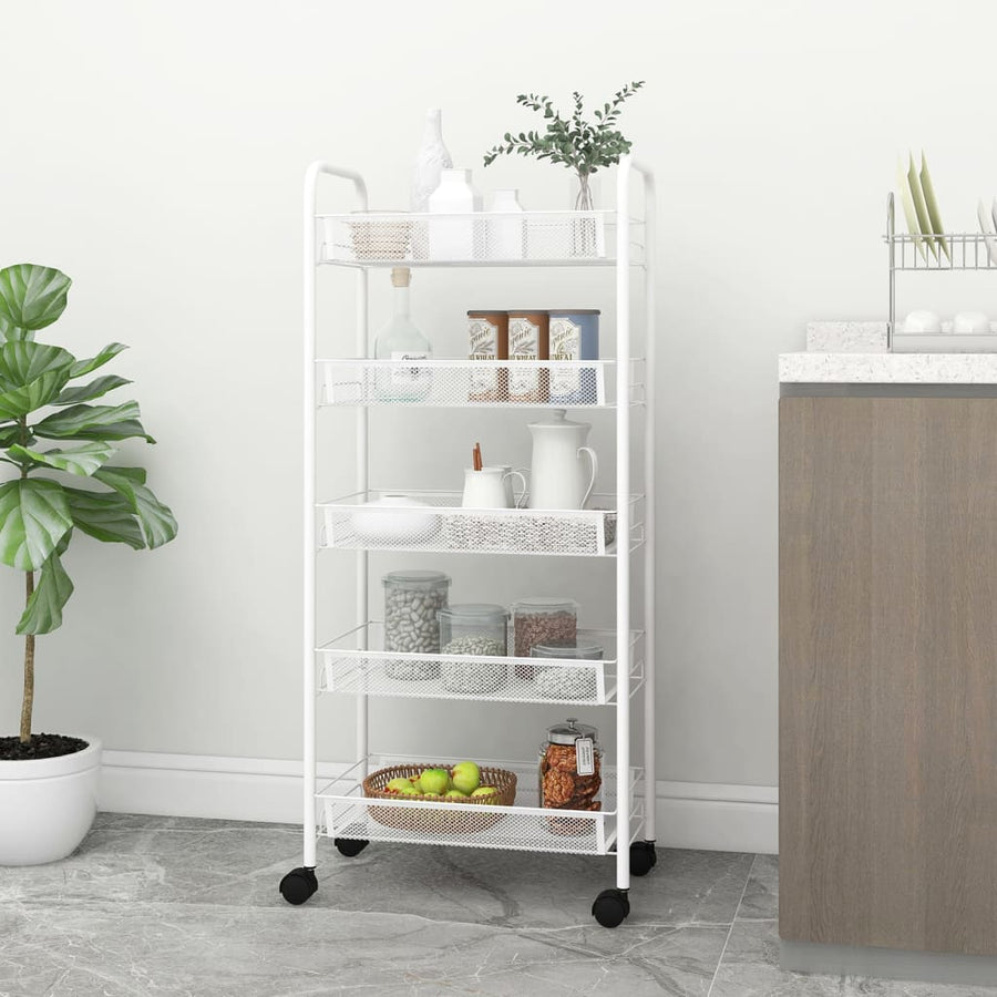 Keukentrolley 5-Laags Ijzer 46 x 26 x 105 cm Wit