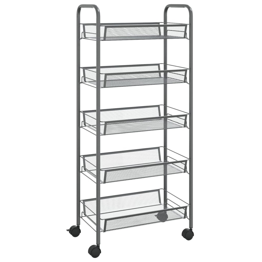 Keukentrolley 5-Laags Ijzer 46 x 26 x 105 cm Grijs