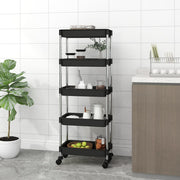 Keukentrolley 5-laags 42x29x128 cm ijzer ABS zwart