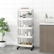 Keukentrolley 5-laags 42x29x128 cm wit ijzer ABS