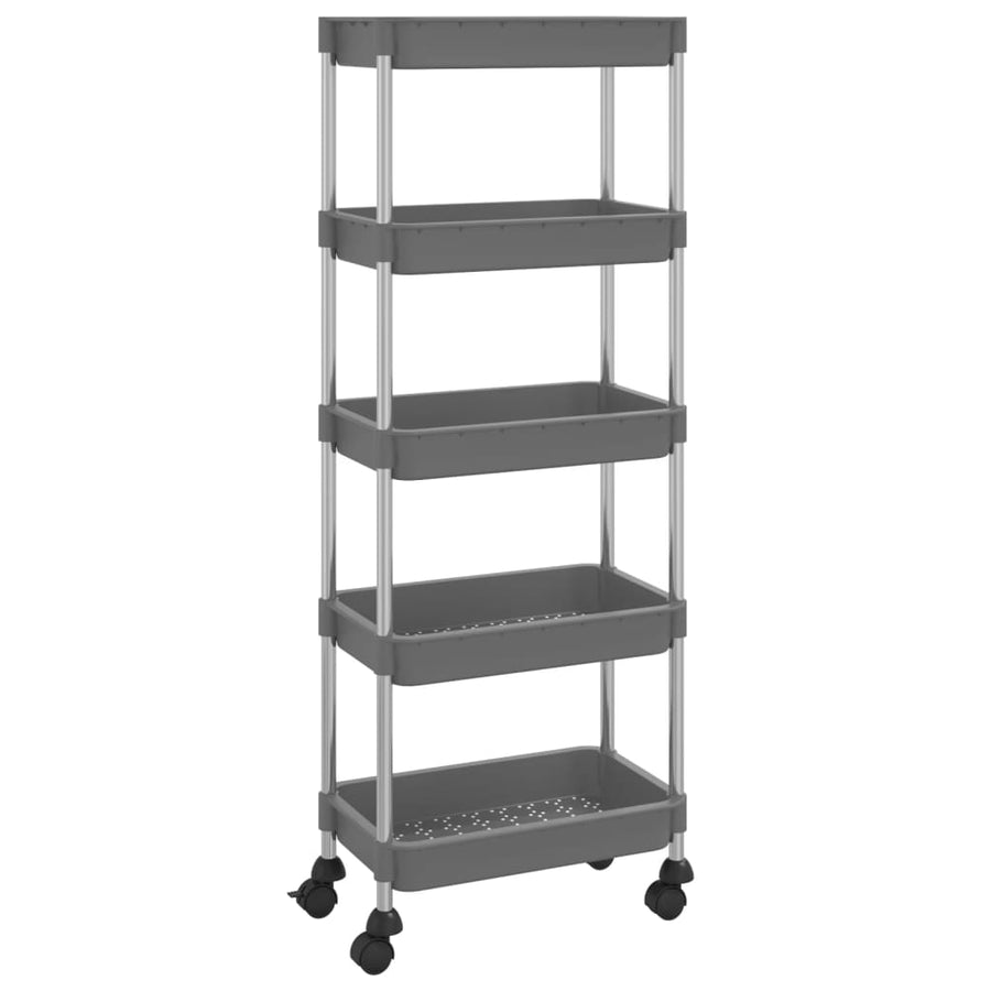 Keukentrolley 5-Laags 42X29X128 Cm Ijzer En Abs Grijs