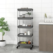 Keukentrolley 5-laags 42x29x128 cm ijzer ABS grijs