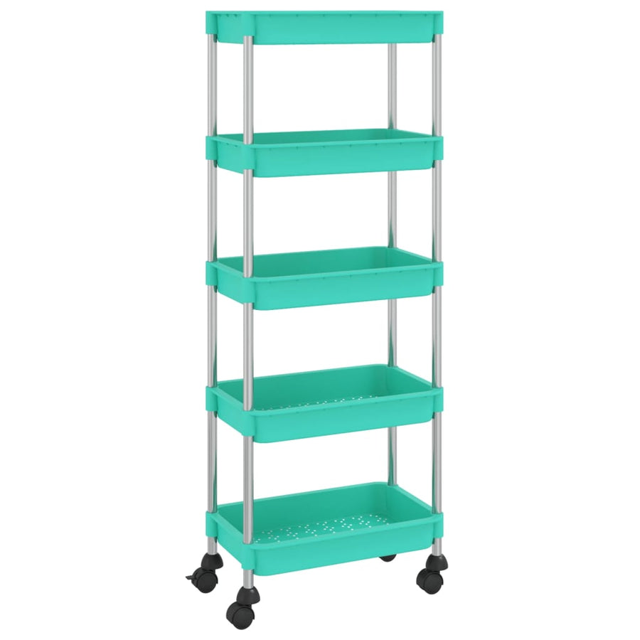 Keukentrolley 5-Laags 42X29X128 Cm Ijzer En Abs Turquoise
