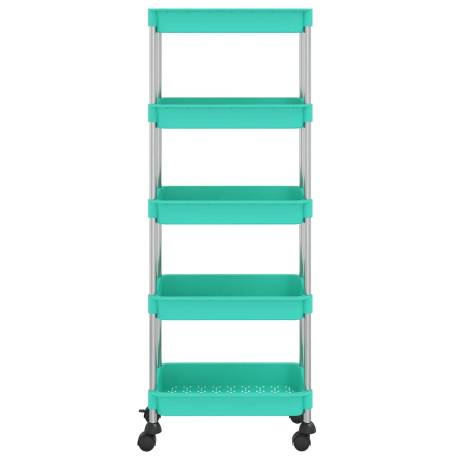 Keukentrolley 5-Laags 42X29X128 Cm Ijzer En Abs Turquoise