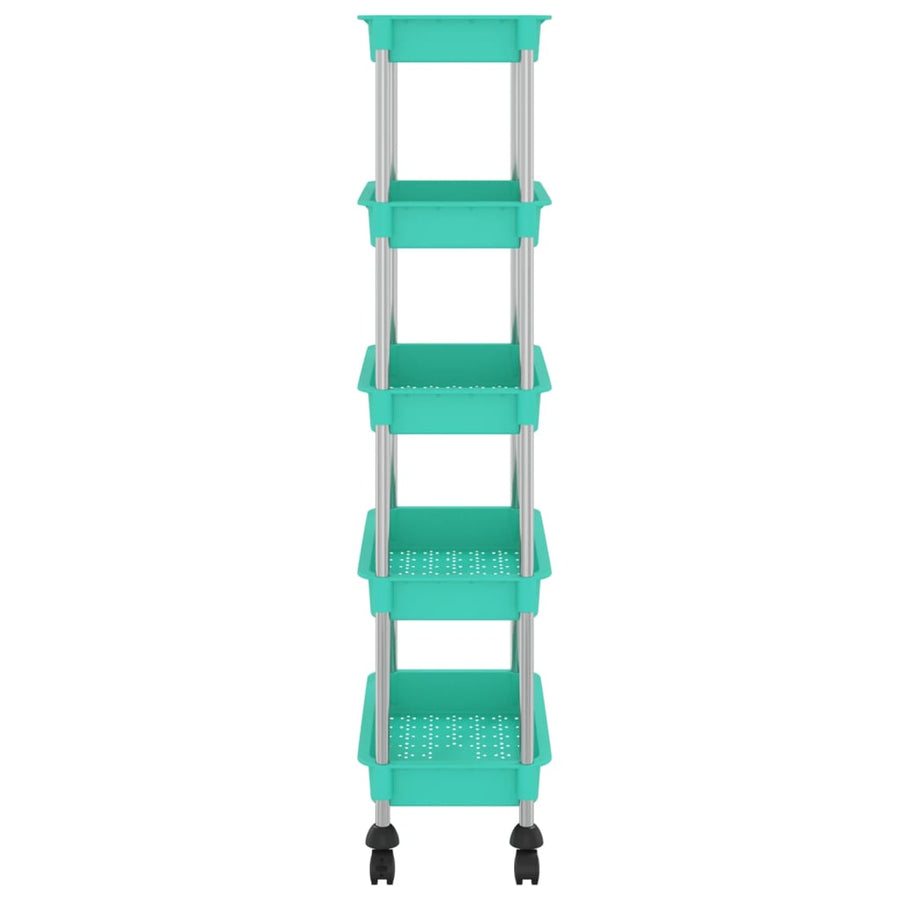 Keukentrolley 5-Laags 42X29X128 Cm Ijzer En Abs Turquoise