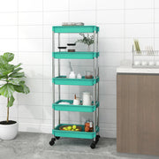 Keukentrolley 5-laags 42x29x128 cm ijzer ABS turquoise