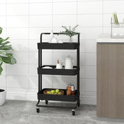 3-Tier Kitchen Trolley 42x35x85 cm Iron and ABS Black